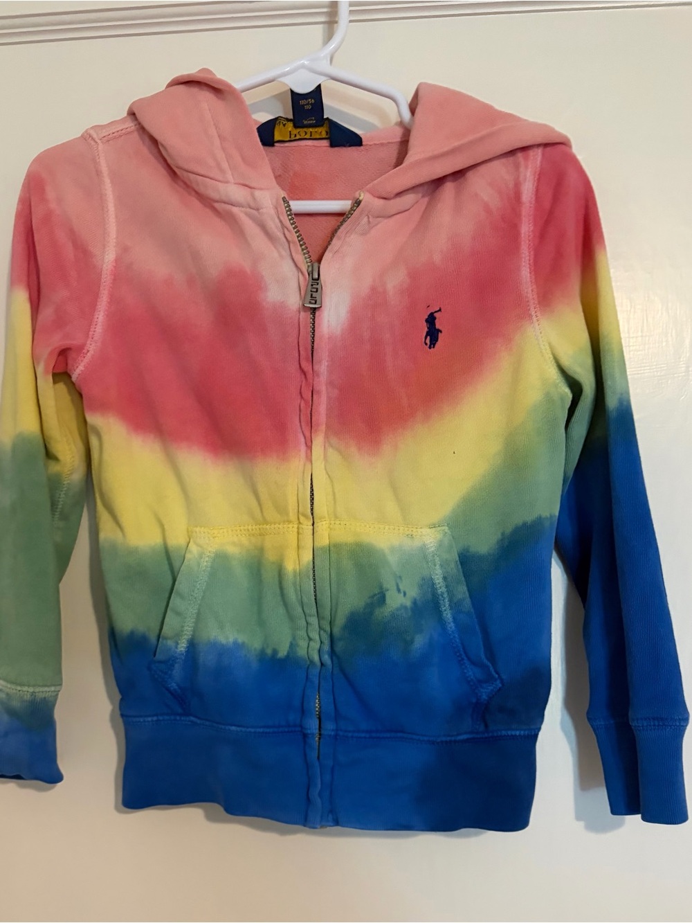 Polo by Ralph Lauren Kids Rainbow Tie-Dye Zip Hoodie - Pink Yellow Blue Green 4t